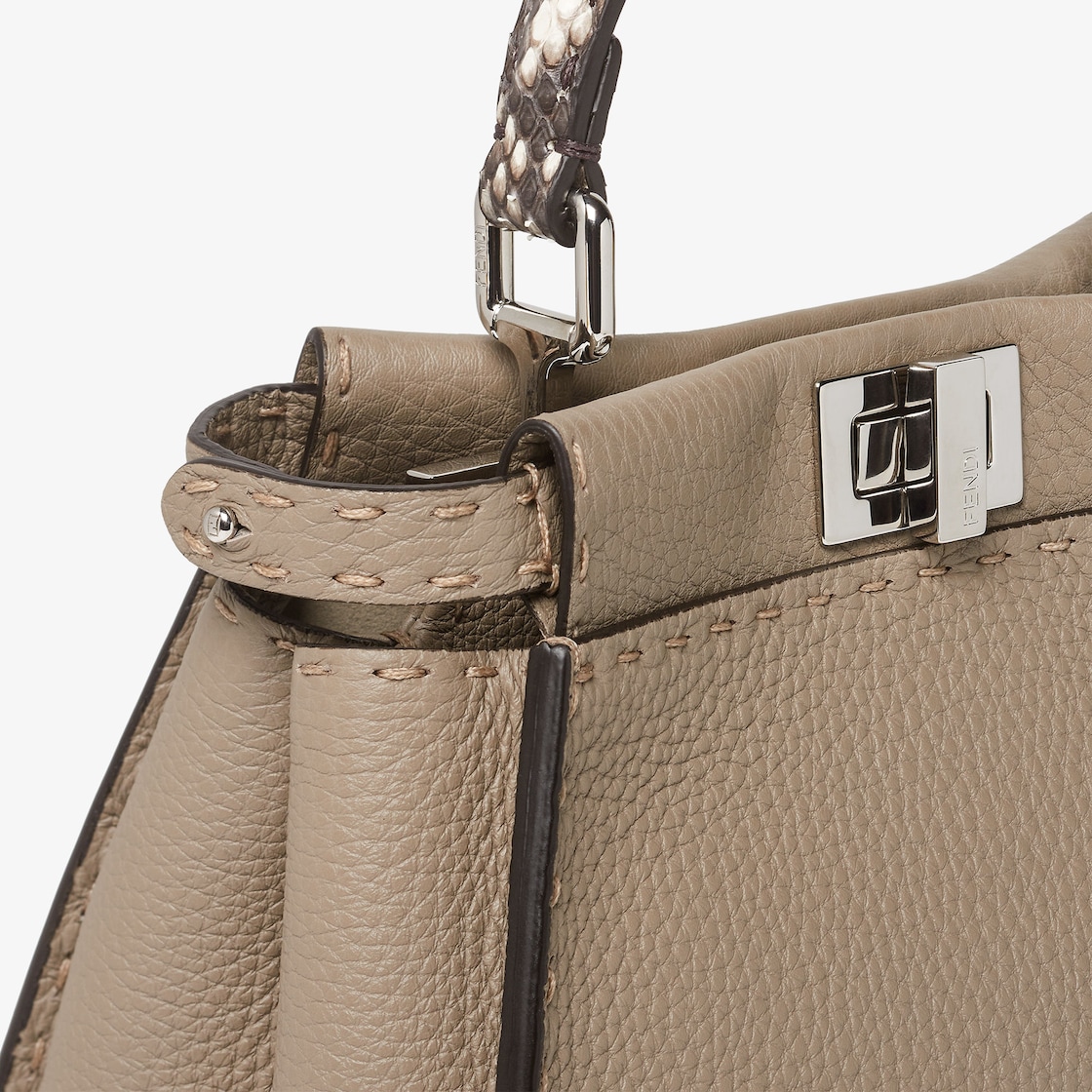 FENDI Peekaboo Mini Dove gray Selleria bag with 1048 hand-sewn topstitches - Image 3